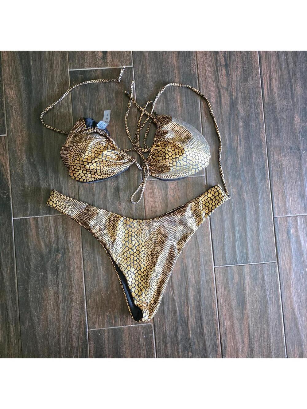 Women's Gold and Brown Bikinis-and-tankini-set